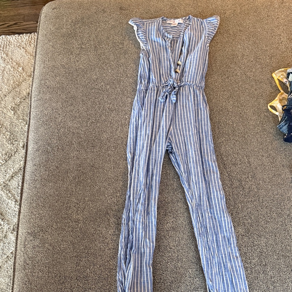 Blue Striped Kids Jumpsuit